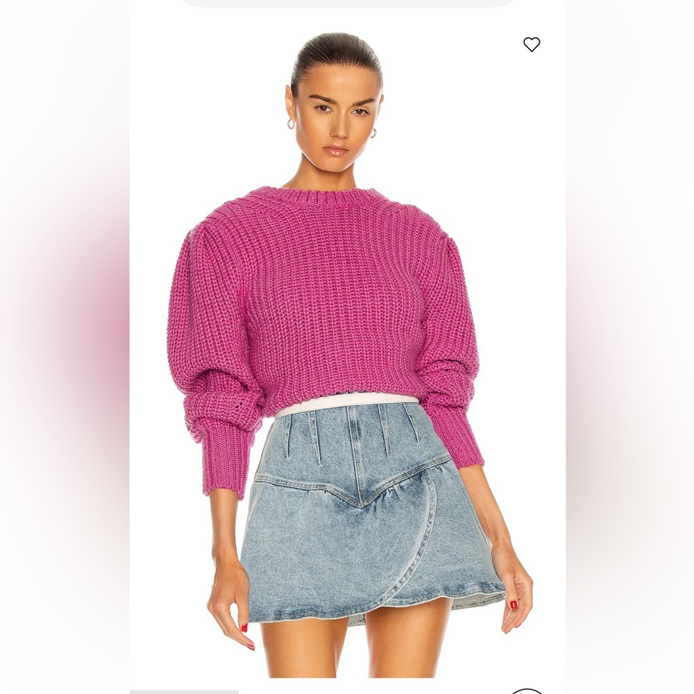 Isabel Marant Etoile Pleane sweater puff shoulder bubblegum pink wool  blend 36